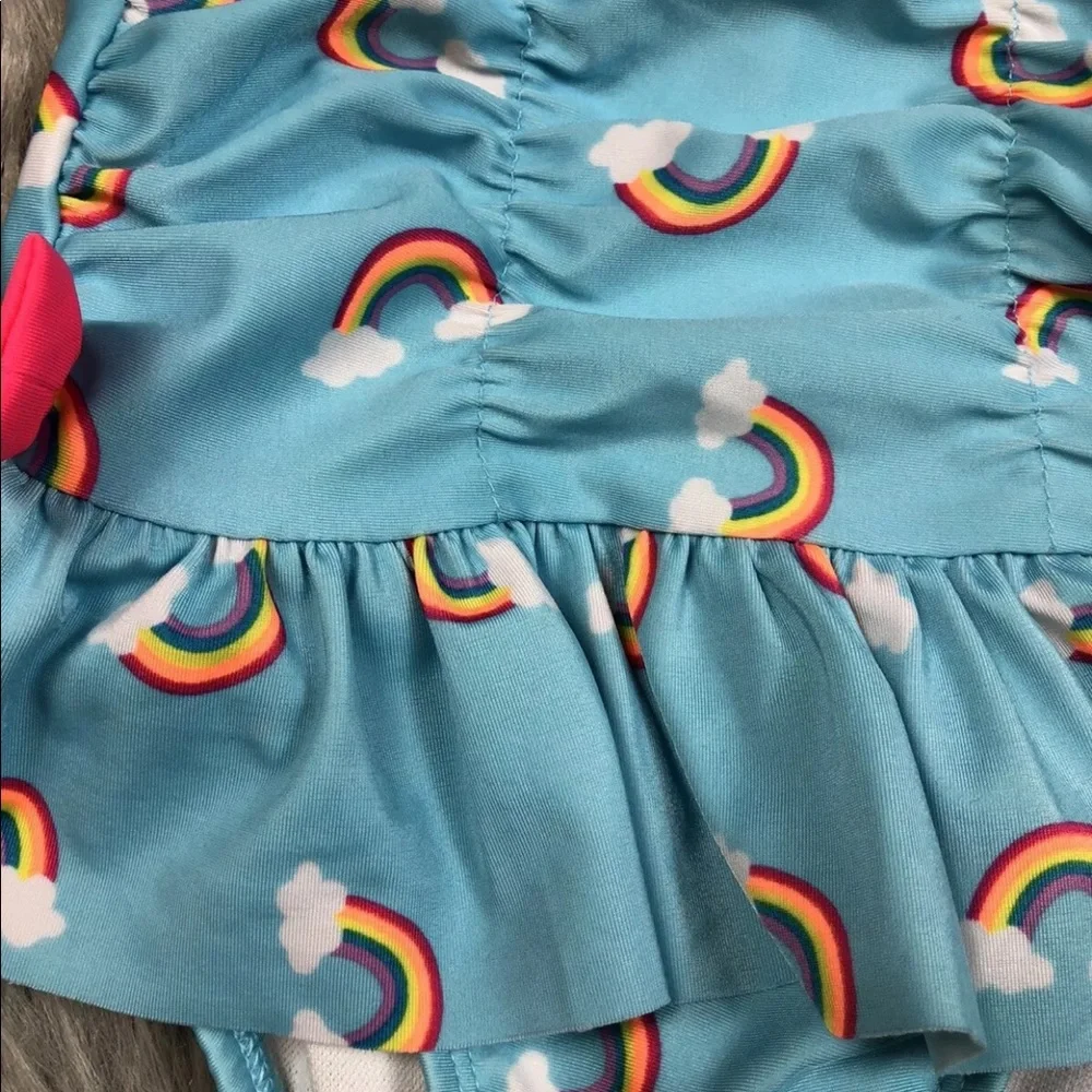 Cat Jack Baby Girls Blue Rainbow Swimsuit 18m